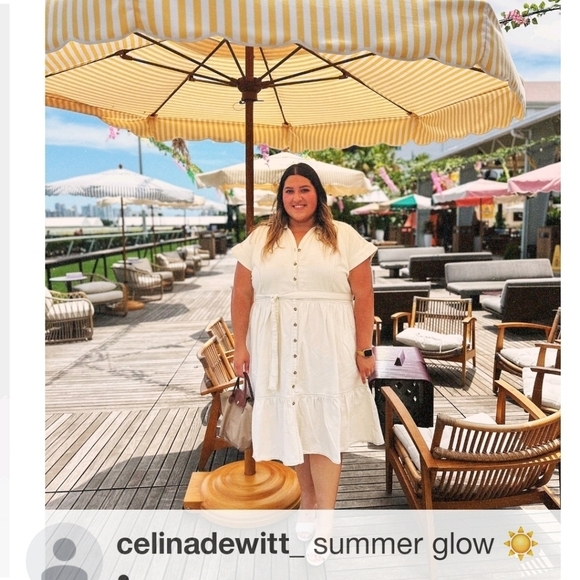 (2) Ava & Viv Short Sleeve Denim Tiered Midi A-Line Dress - Cream Women's - Picture 4 of 4